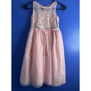 Rare Edition Girl Sz 6X Pink Fit & Flare Dress Lace Overlay holiday birthday